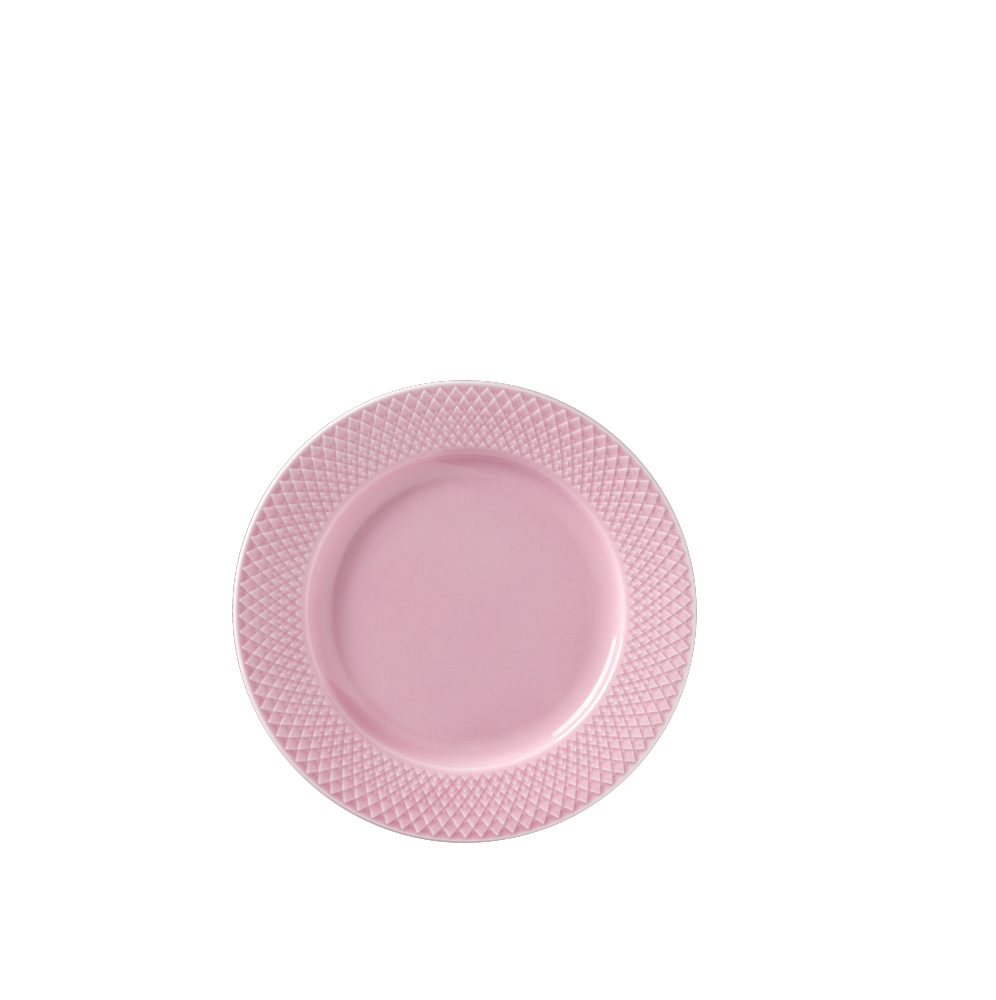 Lyngby Porcelæn Rhombe frokosttallerken, rosa - Ø: 21 cm. - Bahne